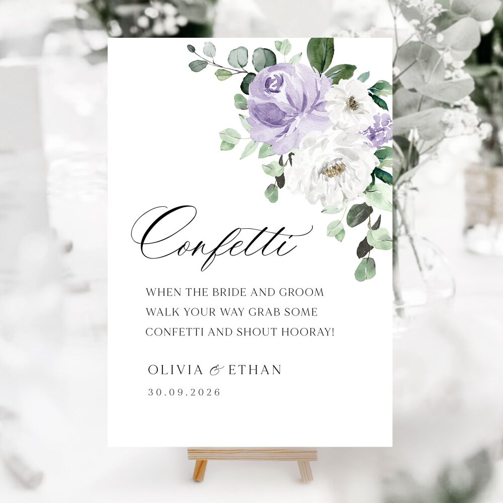 Lilac Florals & Eucalyptus Wedding Accessory Signs (Choose Your Sign)