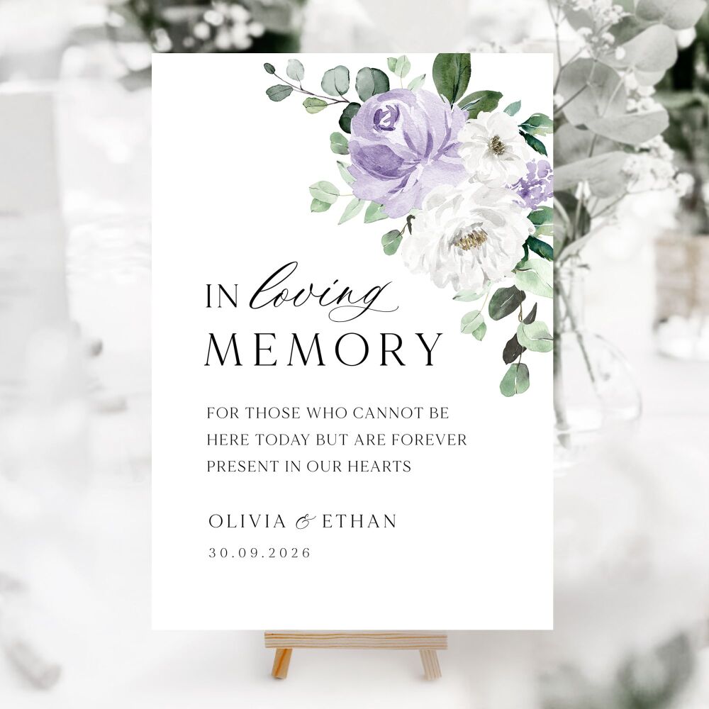 Lilac Florals & Eucalyptus Wedding Accessory Signs (Choose Your Sign)