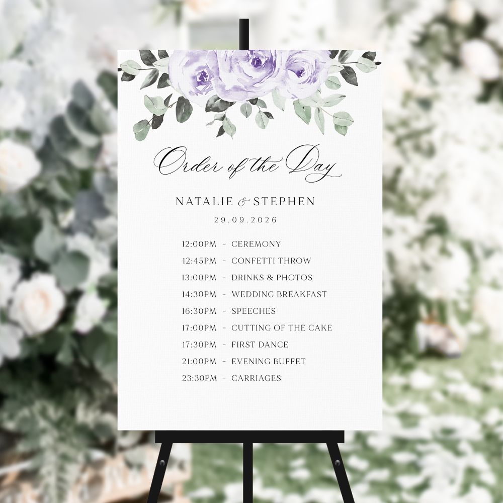 Lilac & Purple Order of the Day Signs