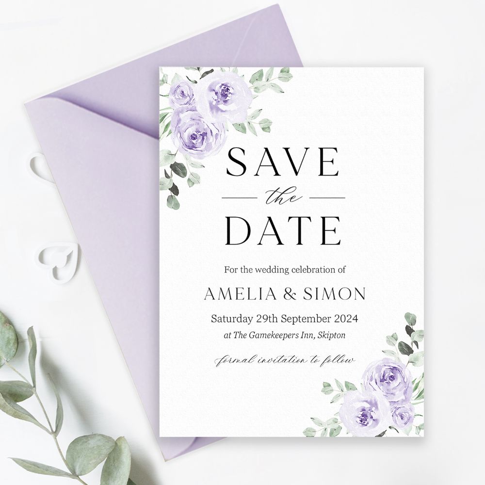 Lilac & Purple Save the Dates