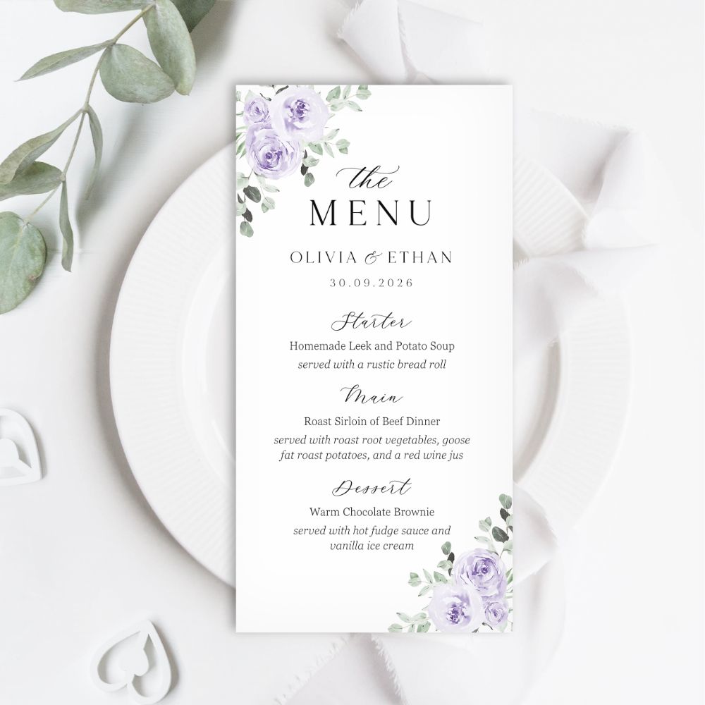 Lilac & Purple Menus