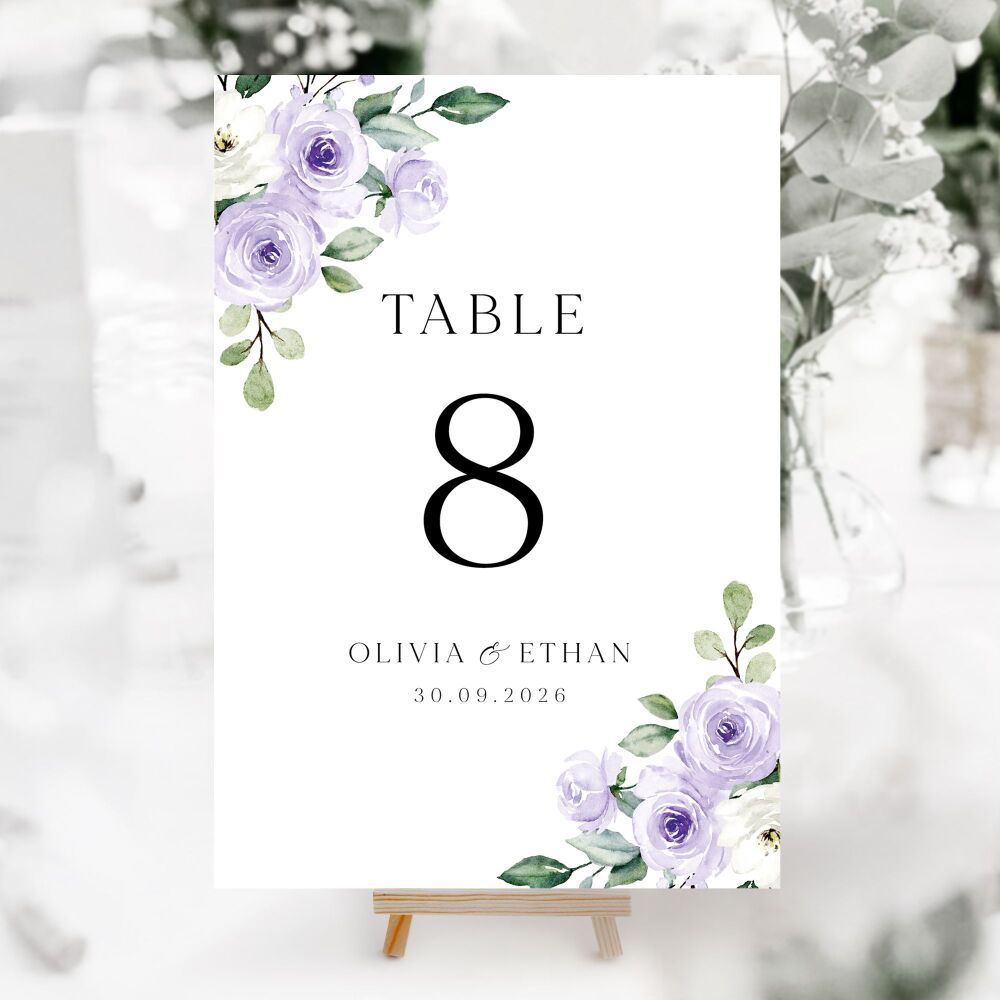 Lilac Roses Table Numbers