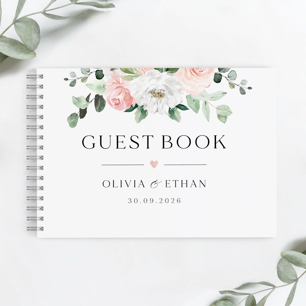 Blush Florals & Eucalyptus Guest Book