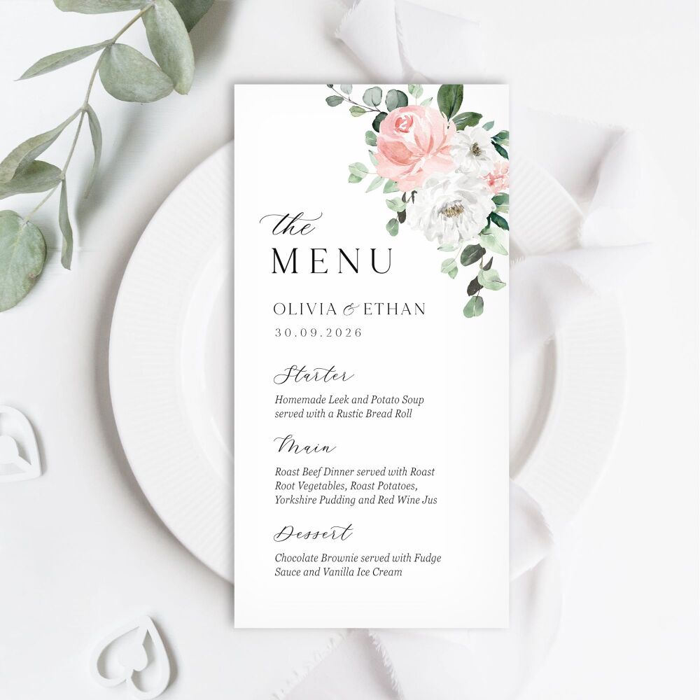 Blush Florals & Eucalyptus Menu