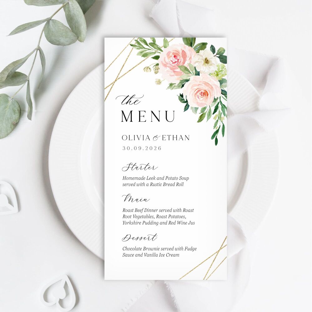 Blush Pink & Gold Menu