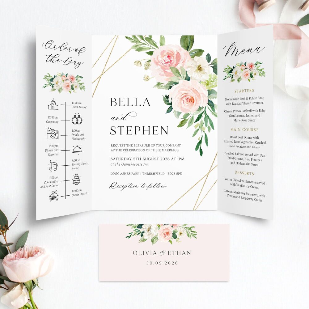 Blush Pink & Gold Wedding Invitation Sample