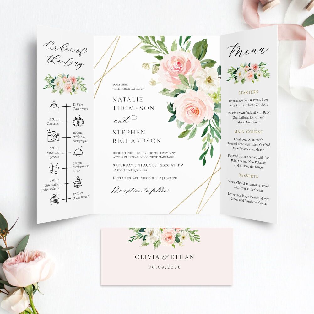 Blush Pink & Gold Wedding Invitation Sample