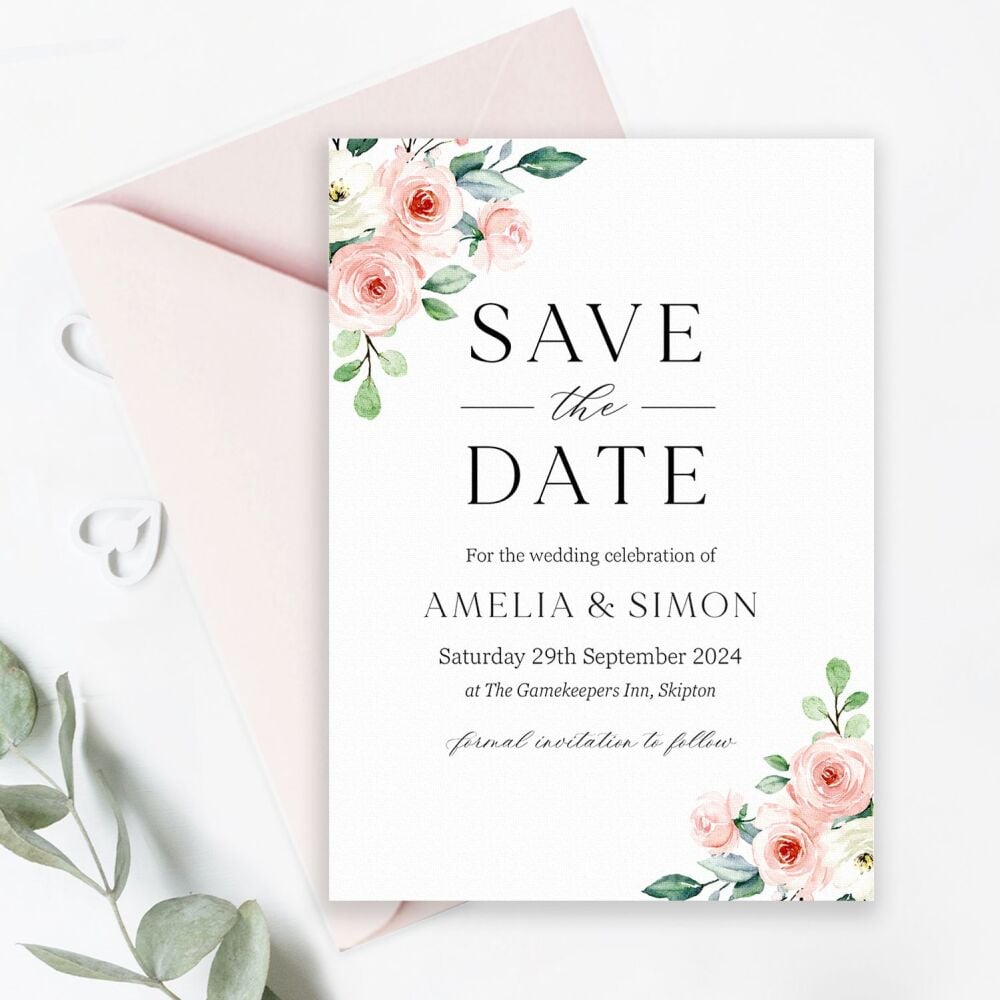 Blush Roses Save the Date