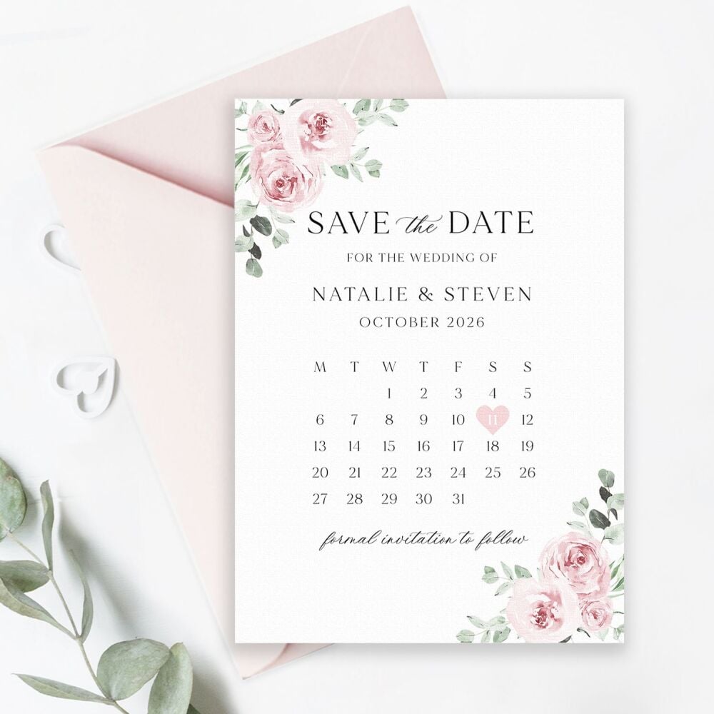 Dusky Pink Floral Save the Date