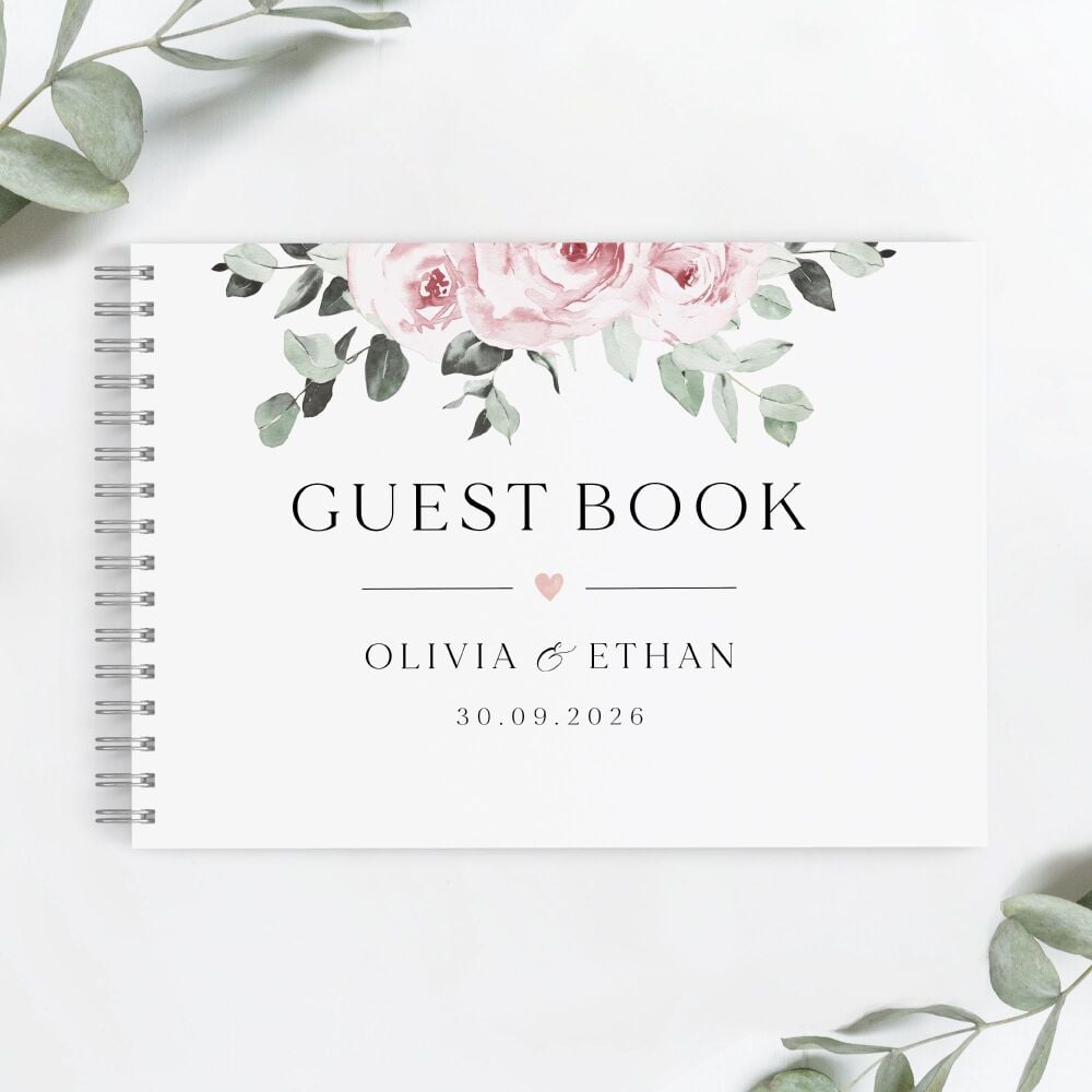 Dusky Pink Floral Guest Book