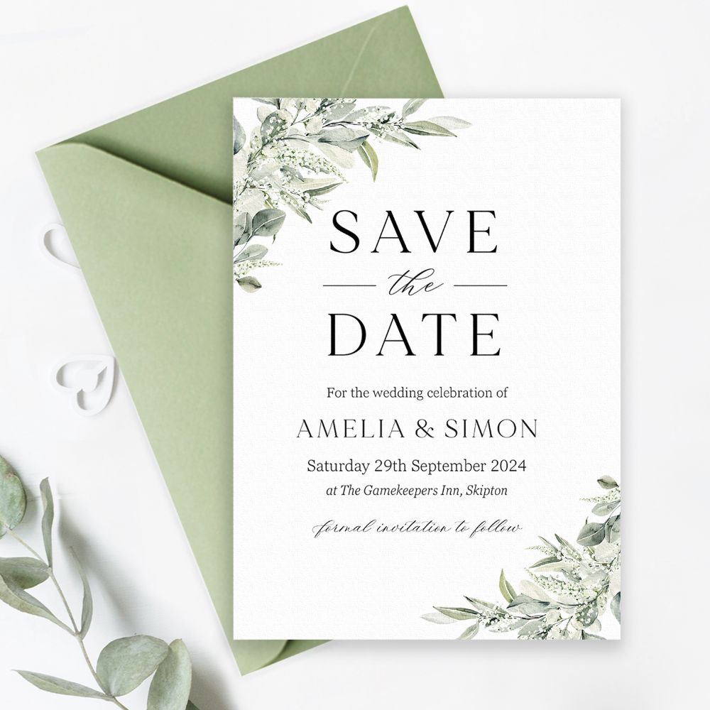 Green &  Neutral Save the Dates
