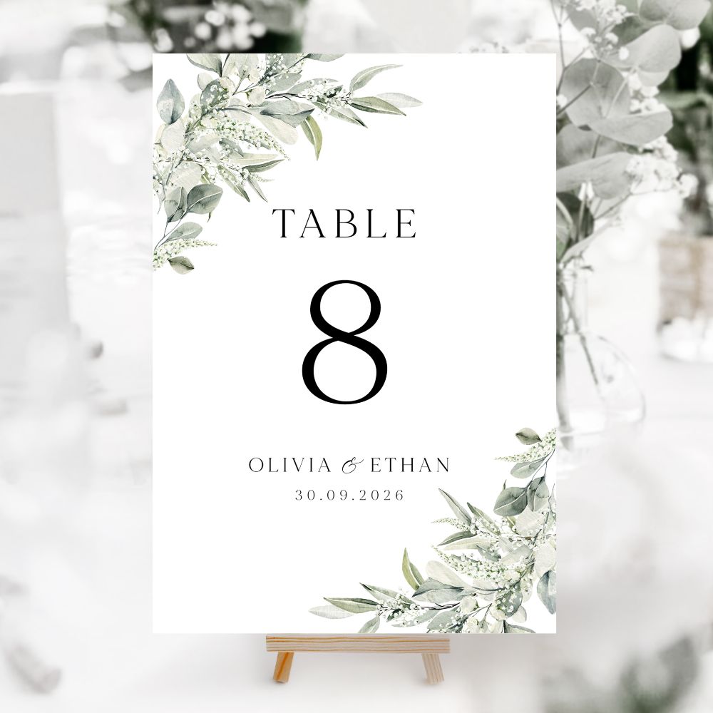 Green & Neutral Table Numbers