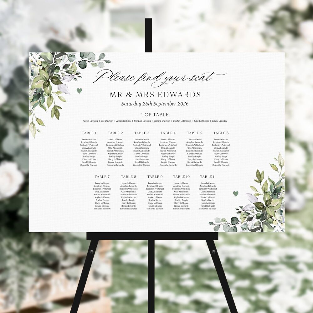 Eucalyptus Bouquet Table Plan