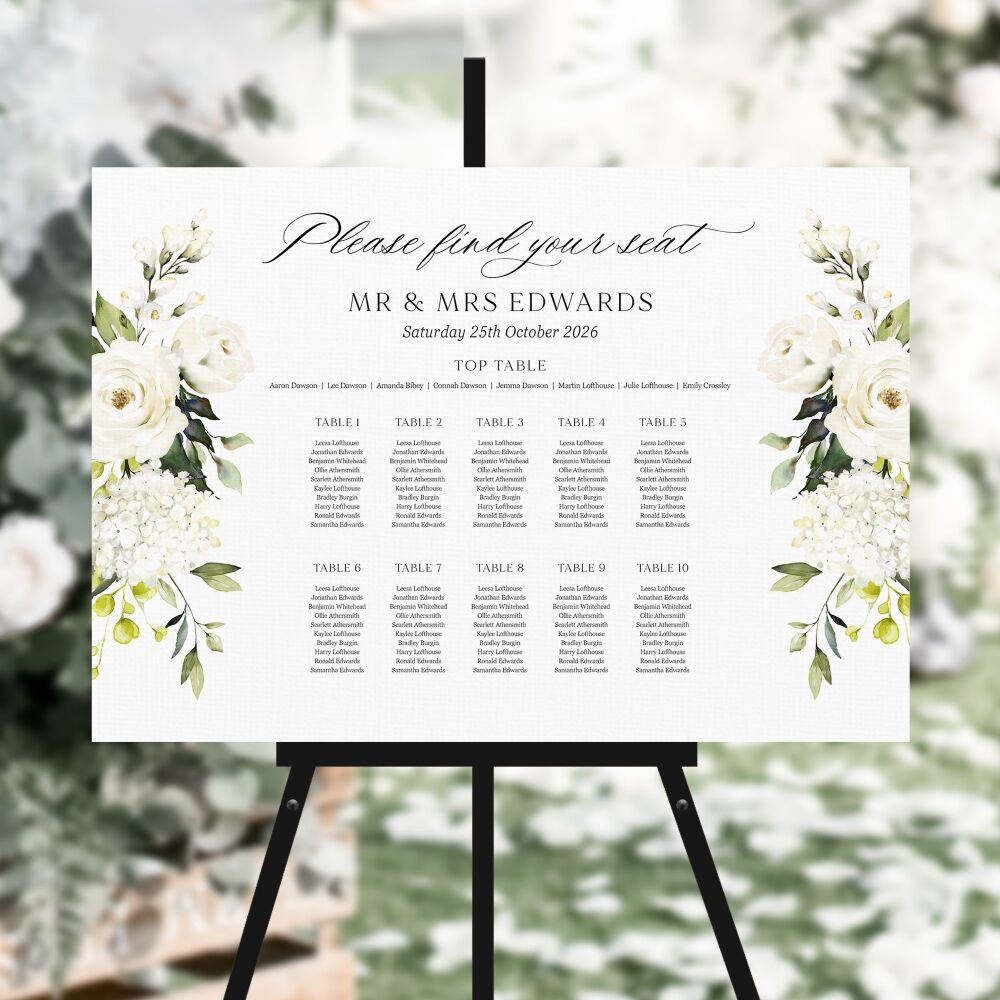 Ivory Florals & Botanicals Table Plan