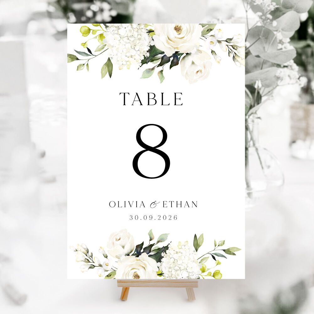 Ivory Florals & Botanicals Table Numbers