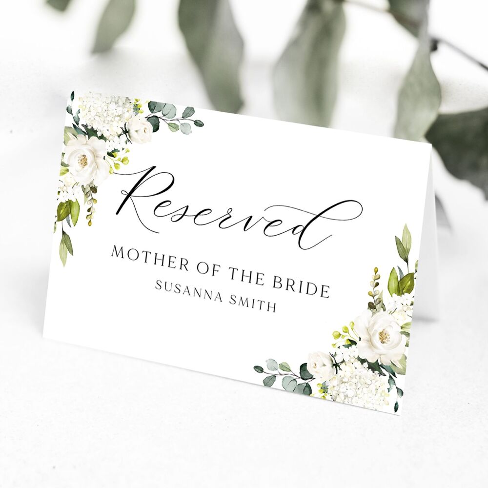 Ivory Florals & Botanicals Reserved Seat Card