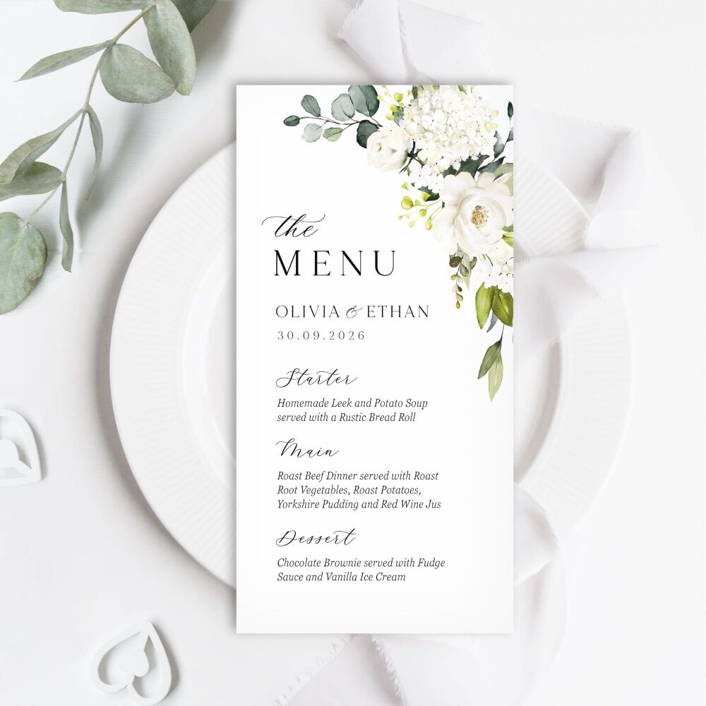 Ivory Florals & Botanicals Menu