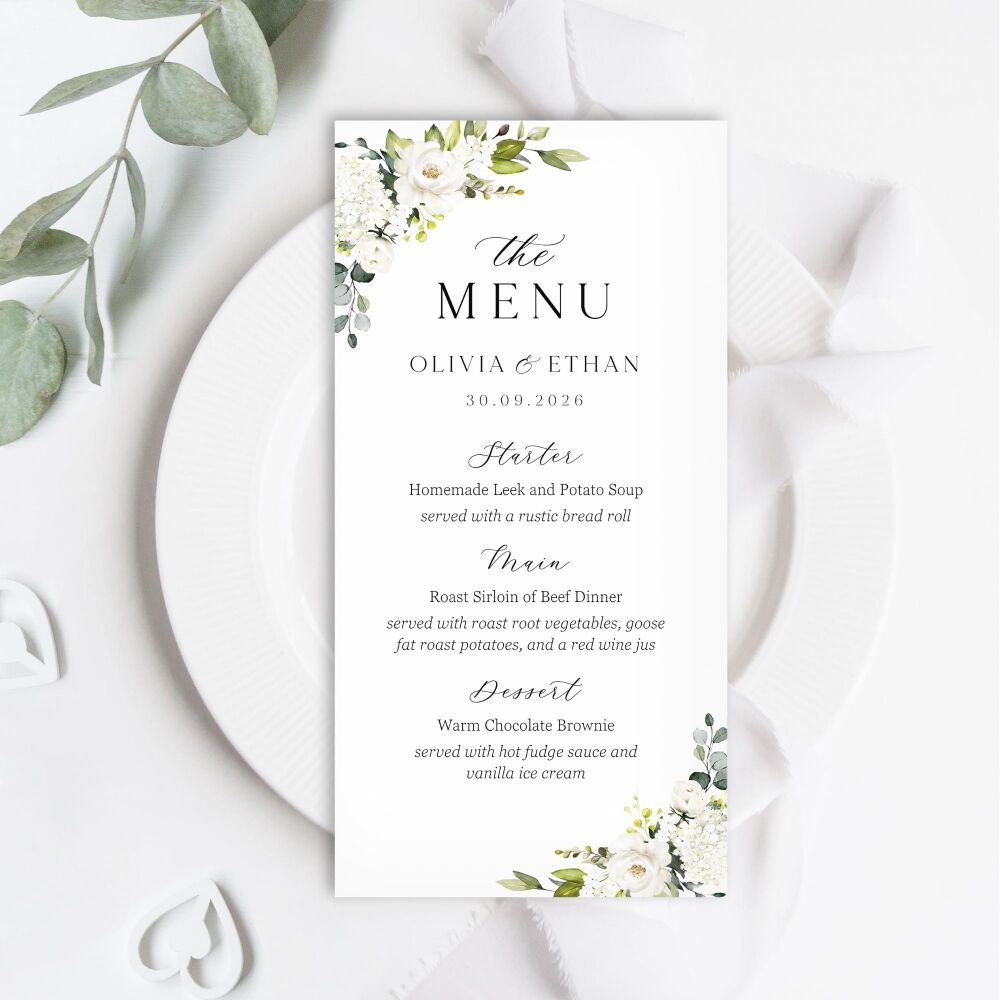 Ivory Florals & Botanicals Menu