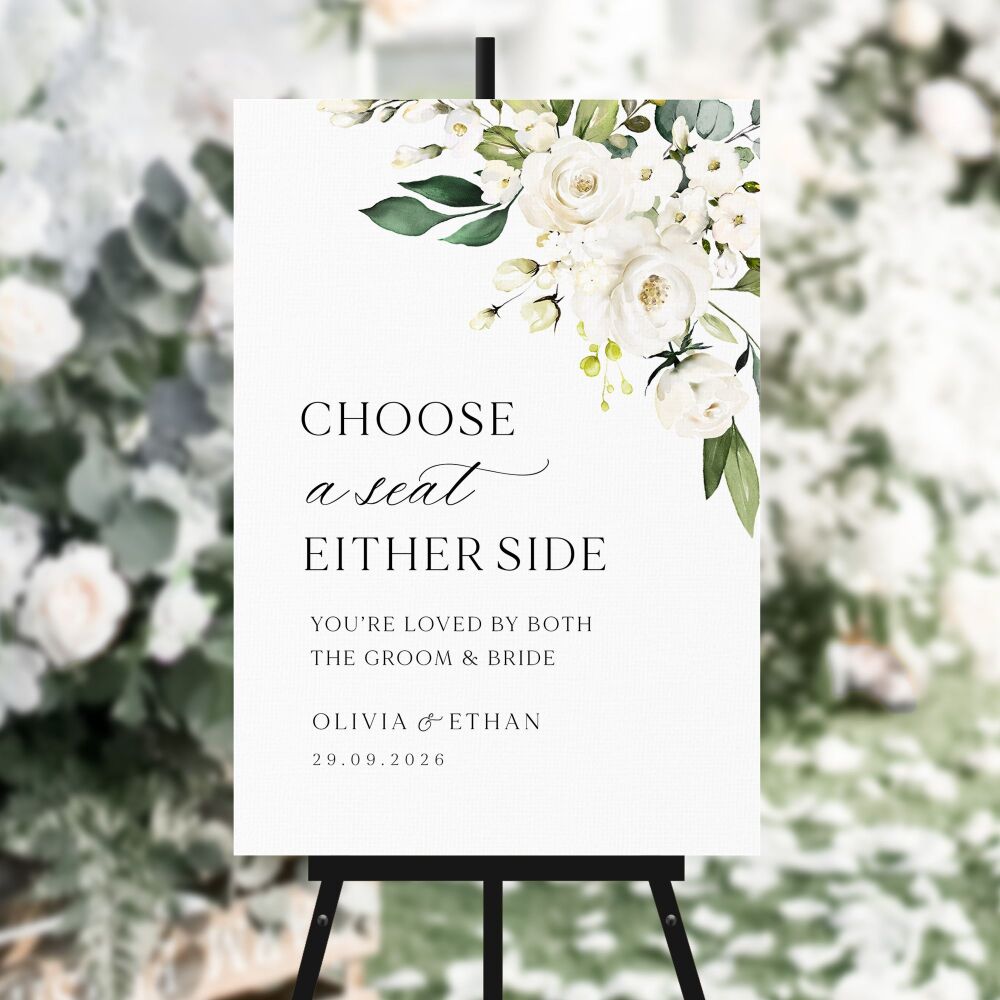 Ivory Florals & Botanicals Choose a Seat Sign