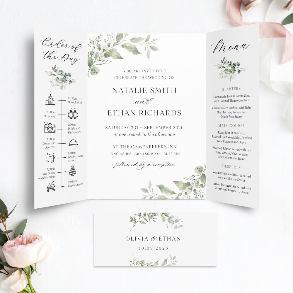 Sage Botanicals Wedding Invitation Sample