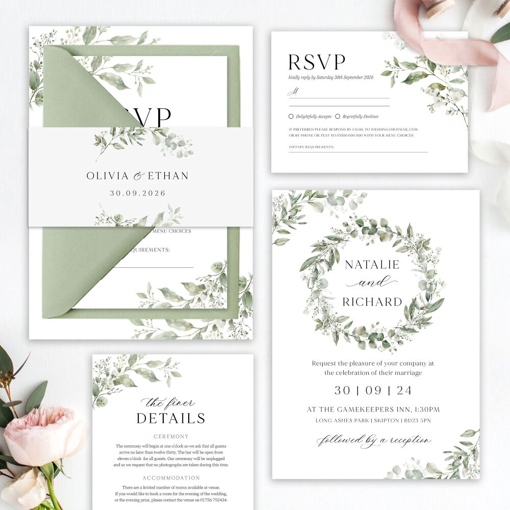 Sage Botanicals Wedding Invitation Sample