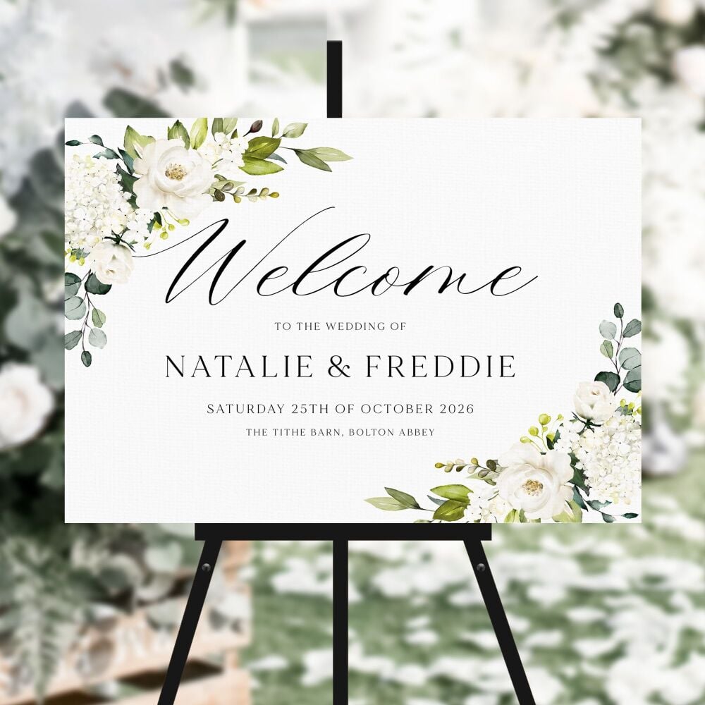 Ivory Florals & Botanicals Welcome Sign