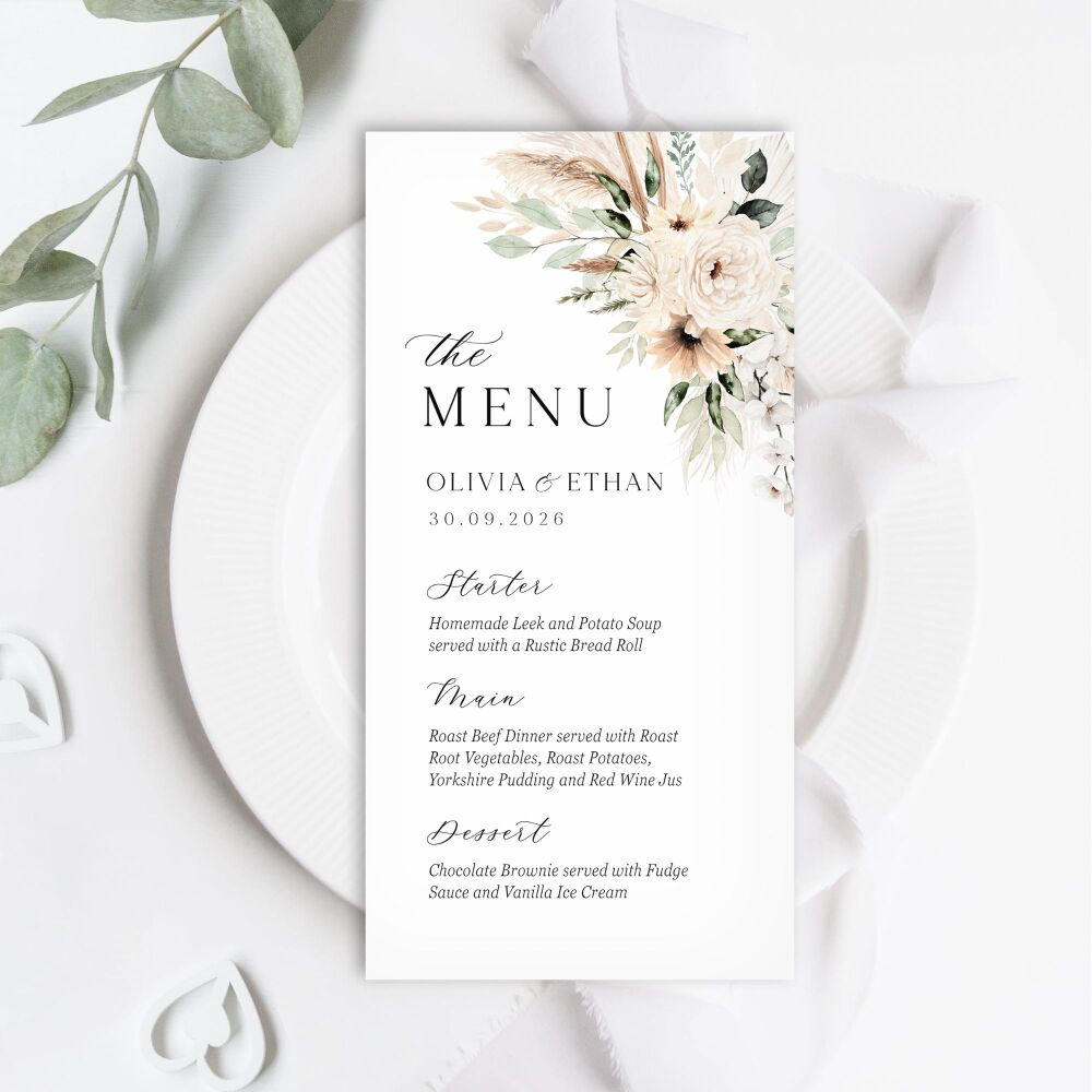 Pampas & Neutral Florals Menu