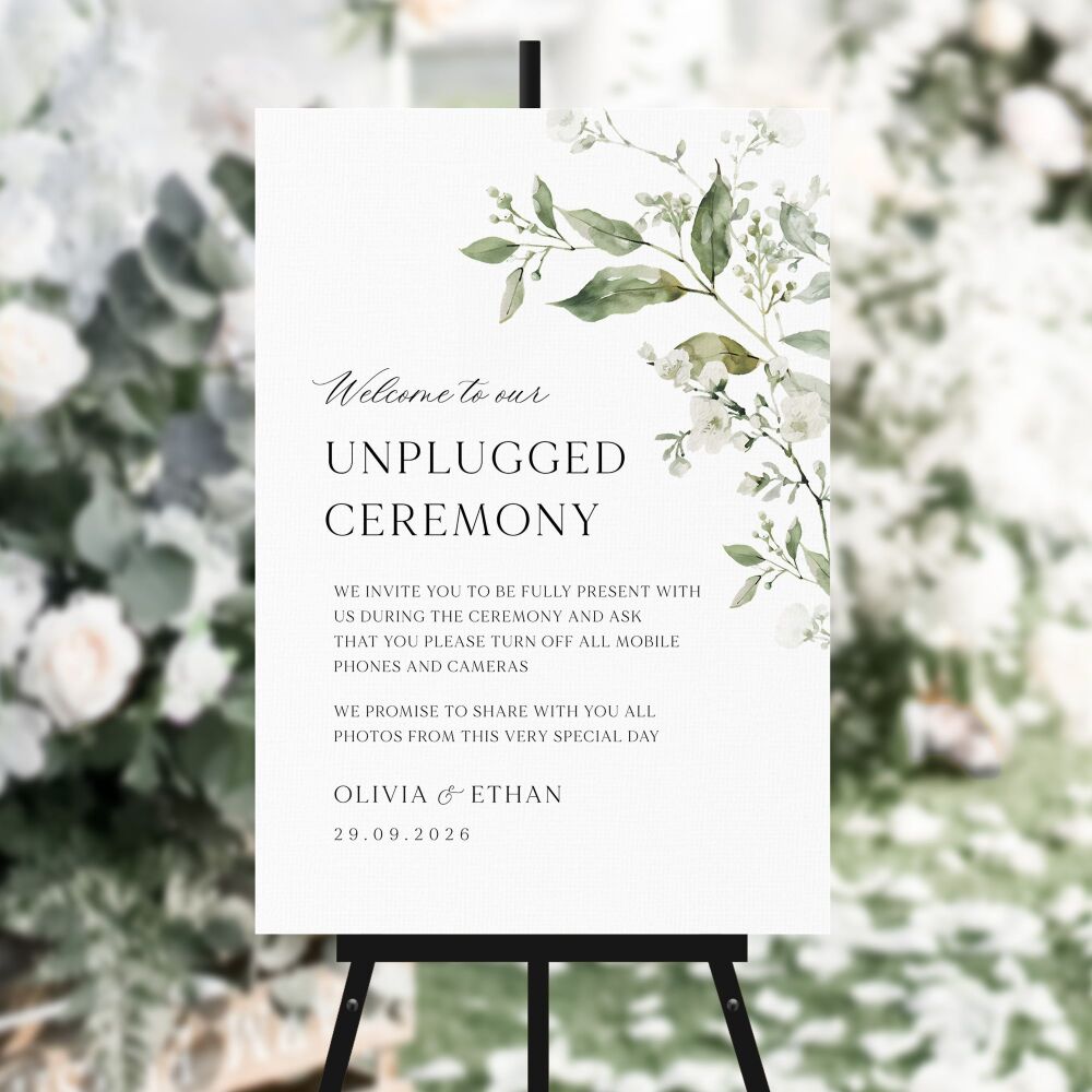 Sage Botanicals Unplugged Ceremony Sign