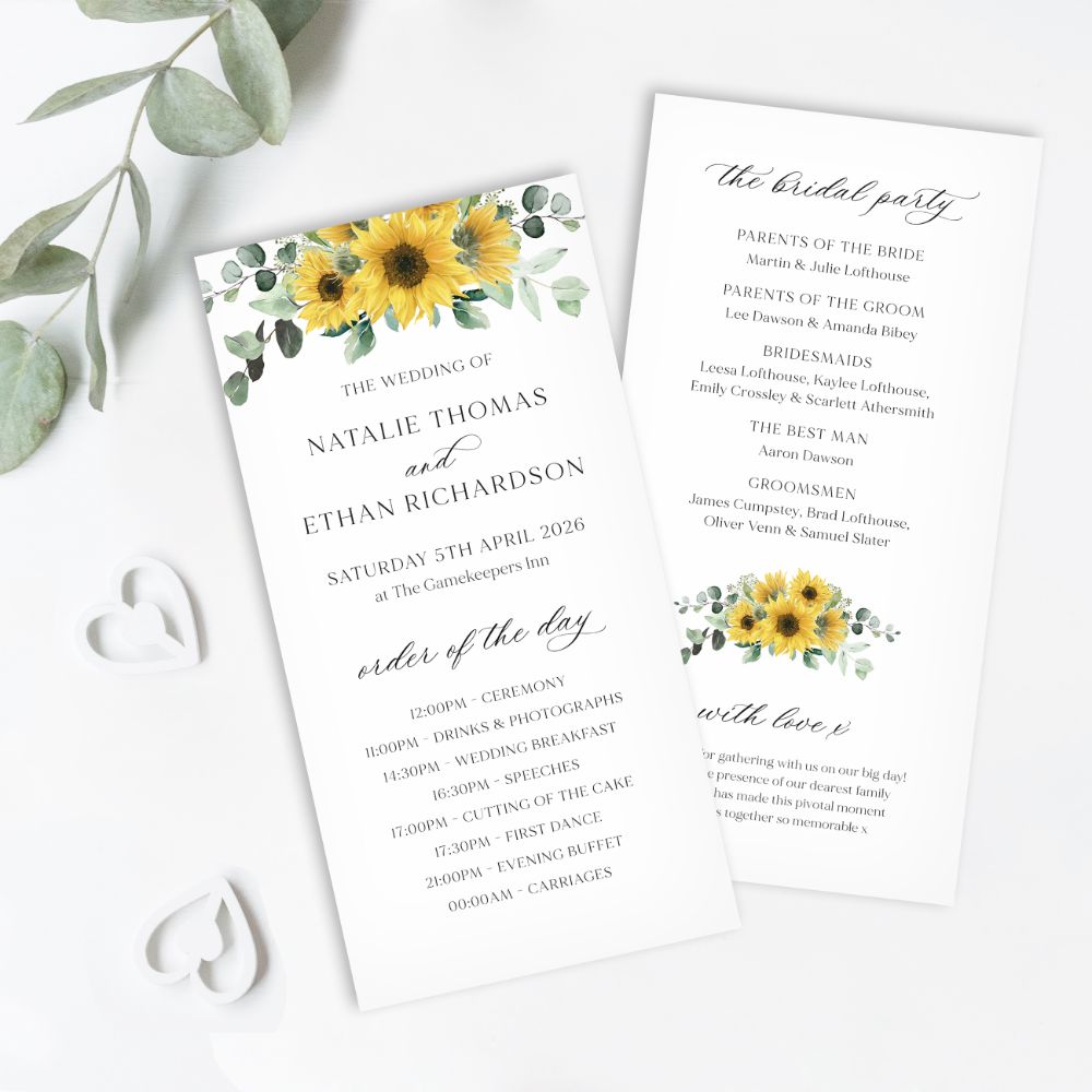 Sunflower Order of Services