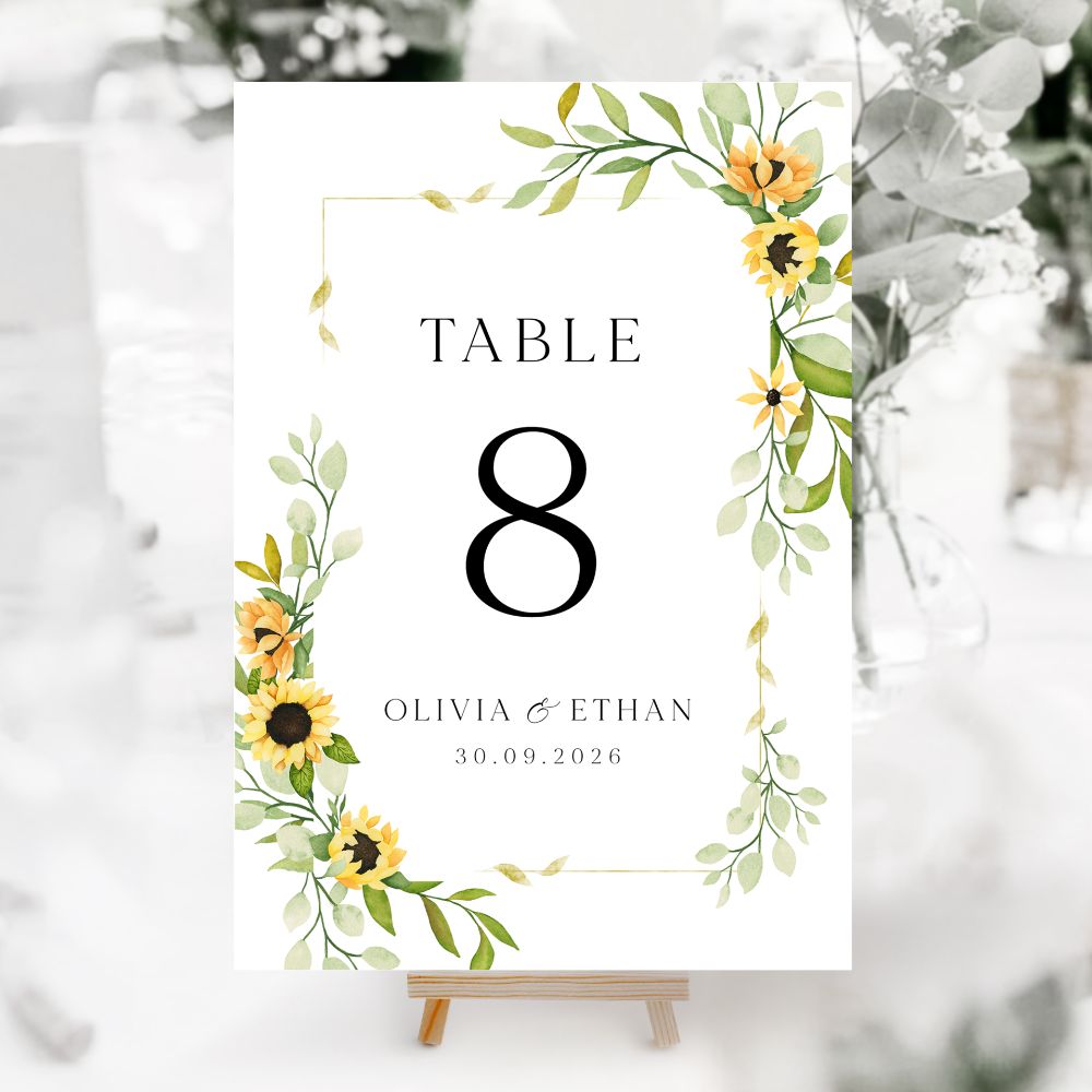 Sunflower Table Numbers