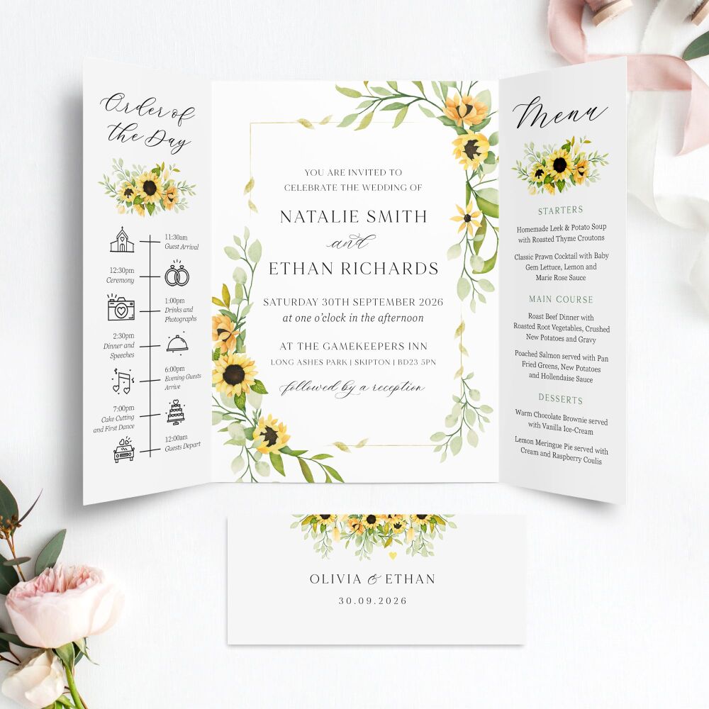 Pretty Sunflowers Wedding Invitation Sample