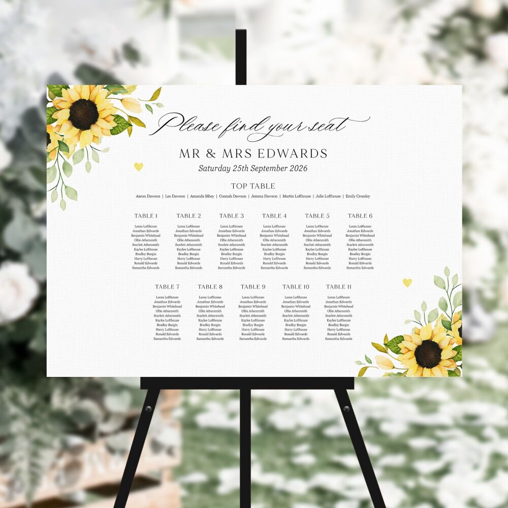 Pretty Sunflowers Table Plan