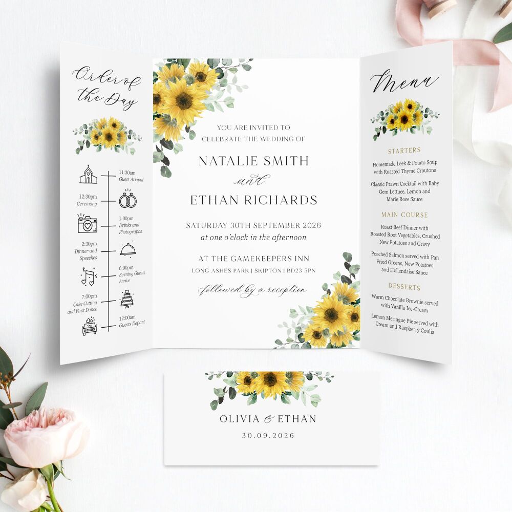 Rustic Sunflowers Wedding Invitation Sample