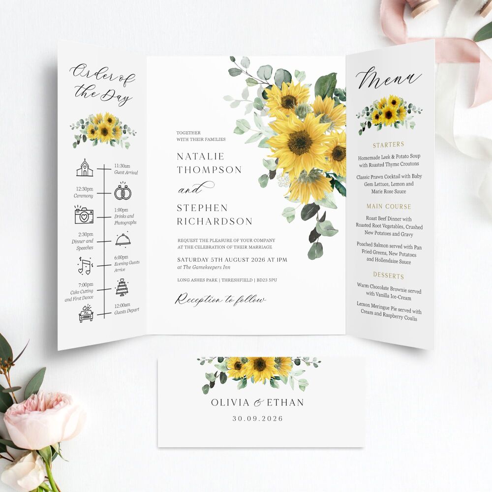 Rustic Sunflowers Wedding Invitation Sample