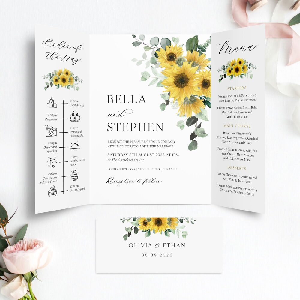 Rustic Sunflowers Wedding Invitation Sample