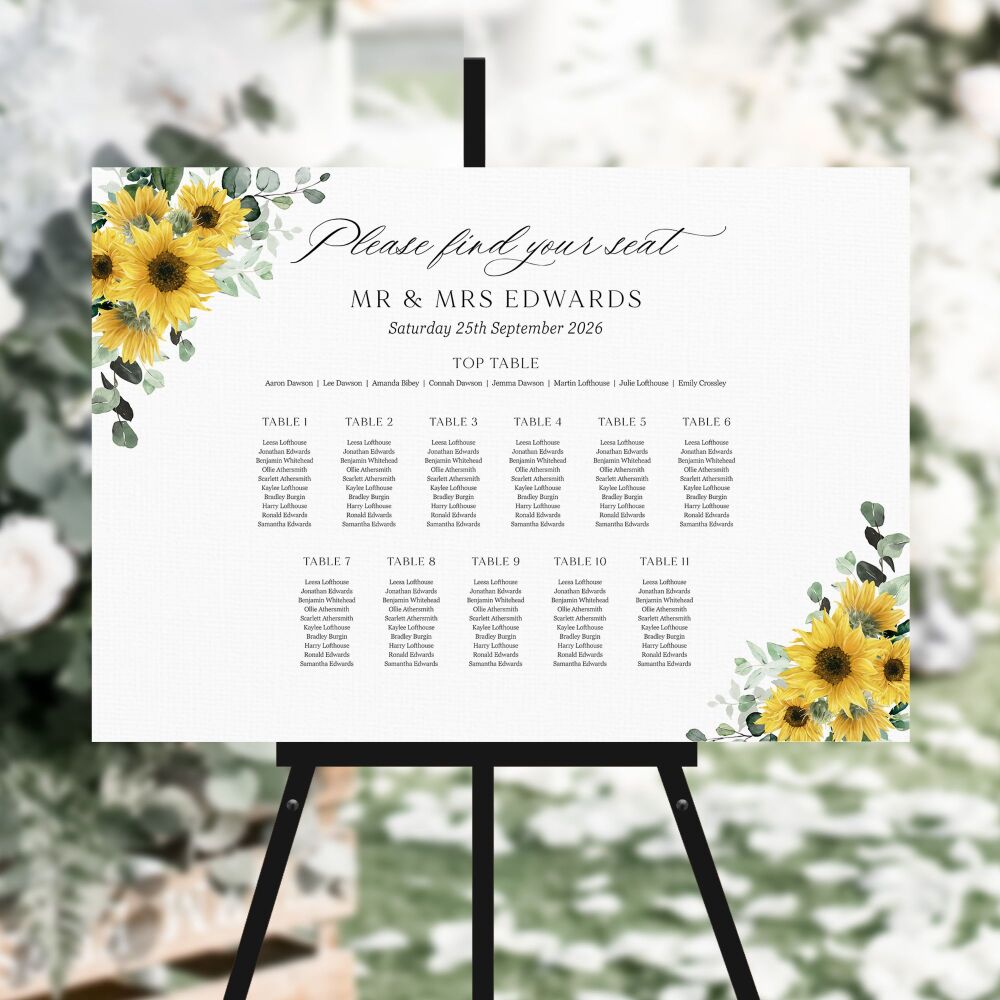 Rustic Sunflowers Table Plan