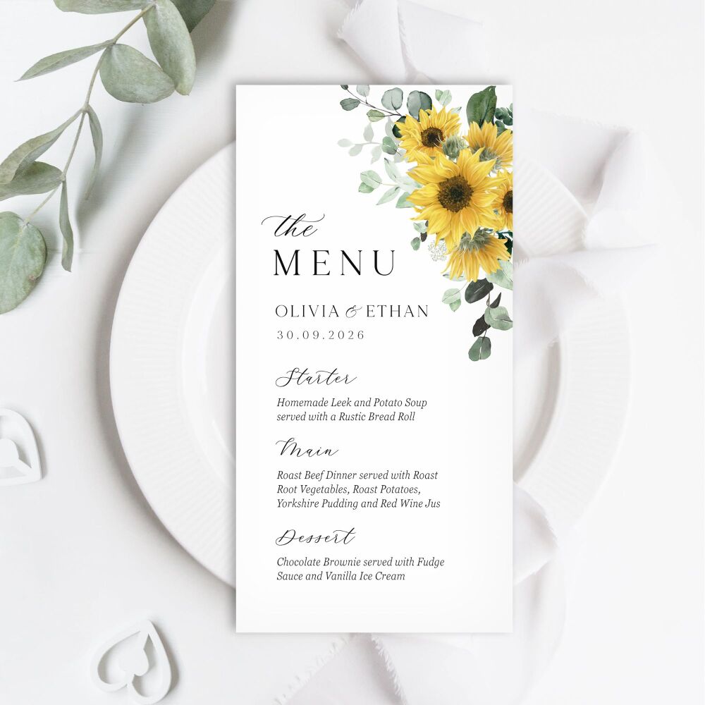 Rustic Sunflowers Menu