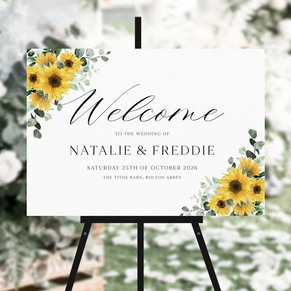 Rustic Sunflowers Welcome Sign