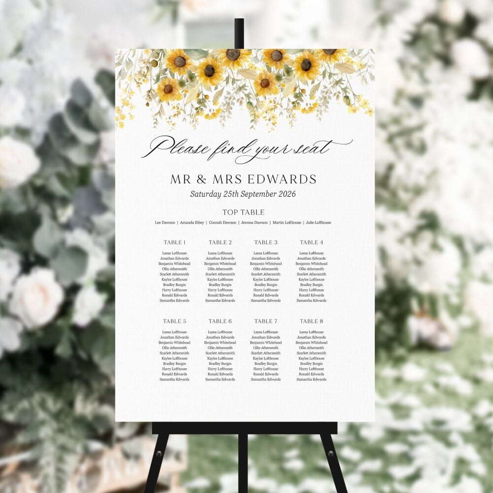 Wild Sunflowers Table Plan