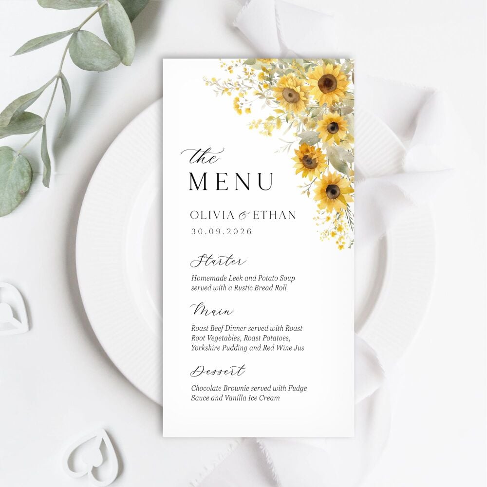 Wild Sunflowers Menu