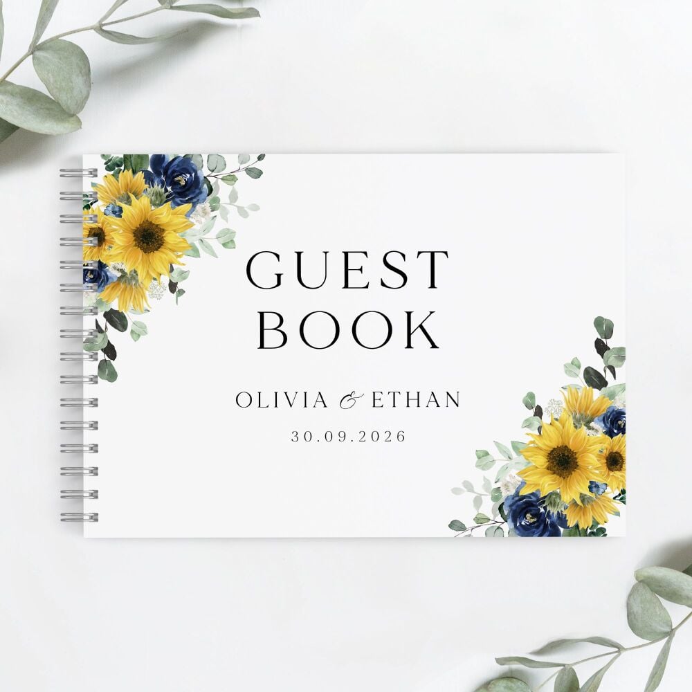 Sunflowers & Navy Guest Book