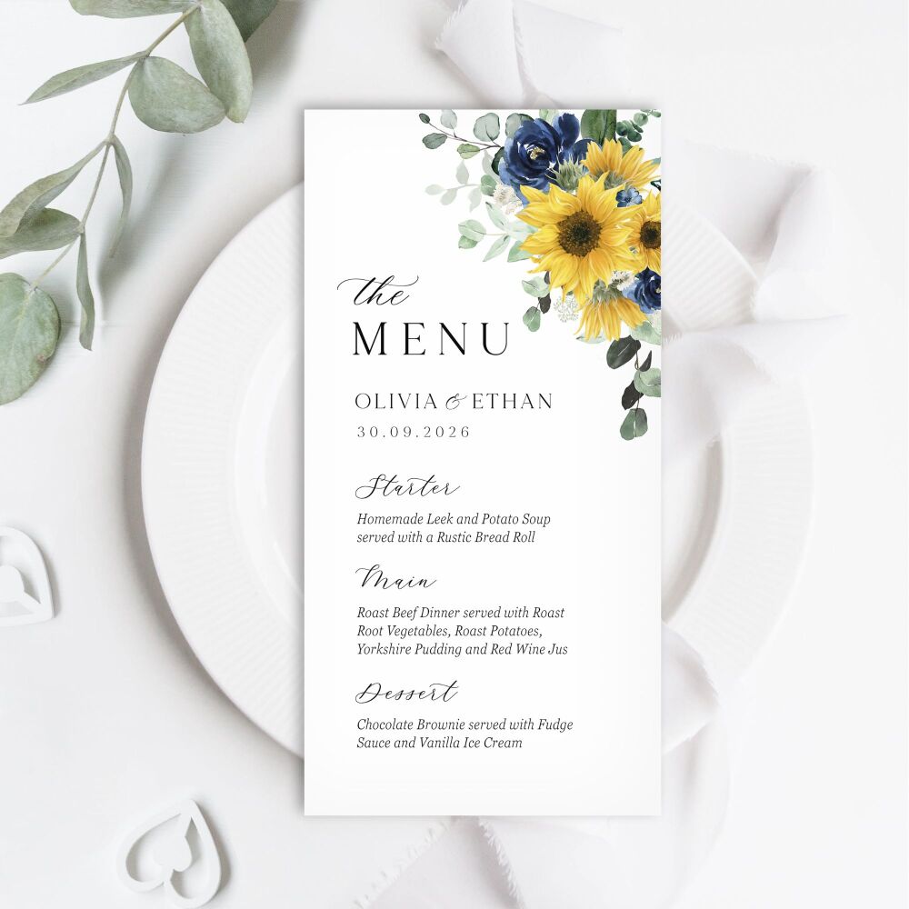 Sunflowers & Navy Menu