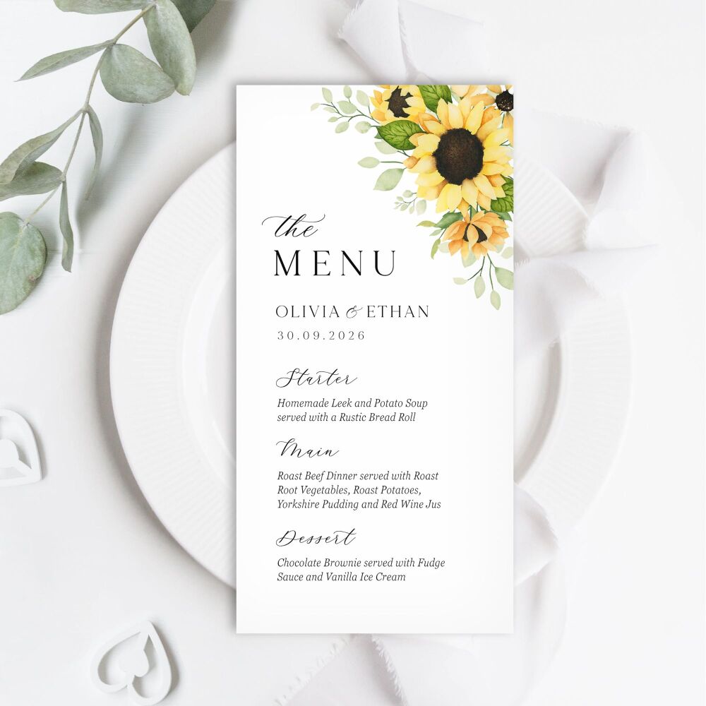 Pretty Sunflowers Menu