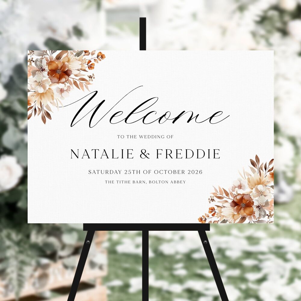 Caramel & Burnt Orange Welcome Sign