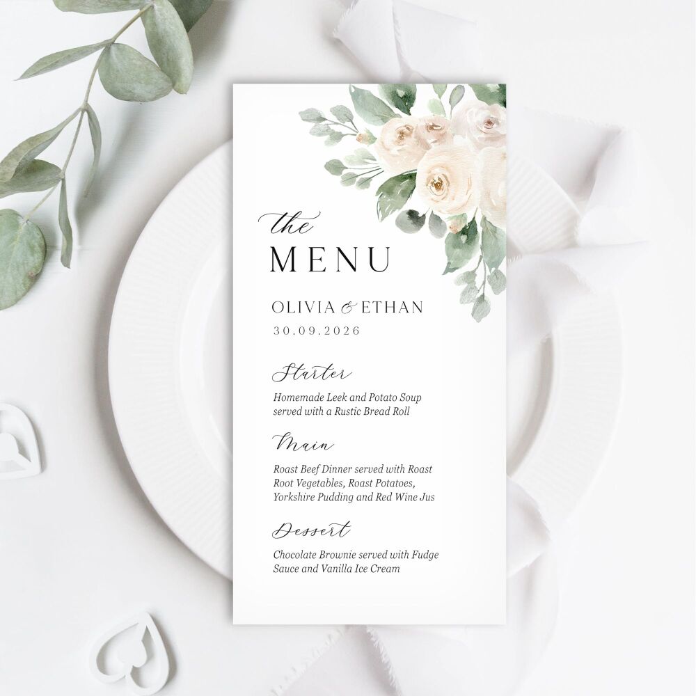 Ivory Peonies Menu