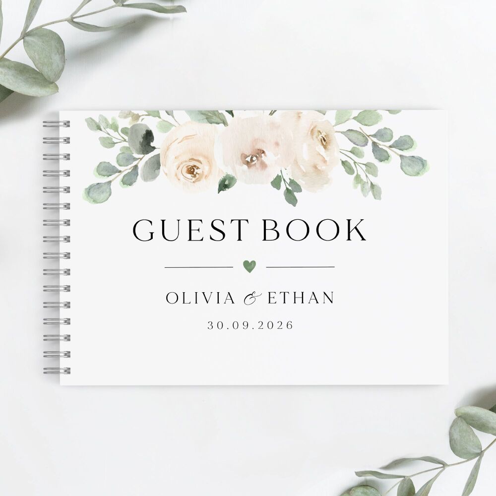 Ivory Peonies Guest Book