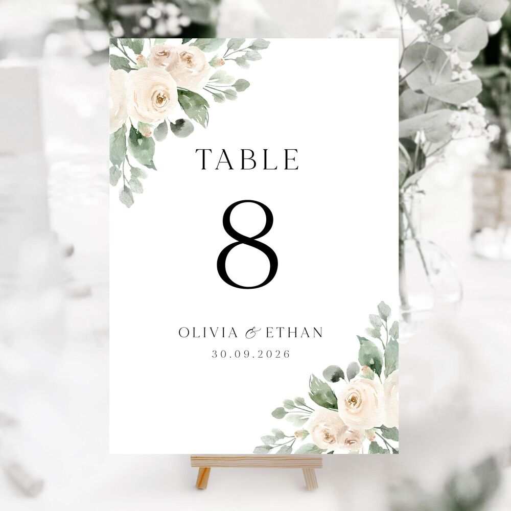 Ivory Peonies Table Numbers