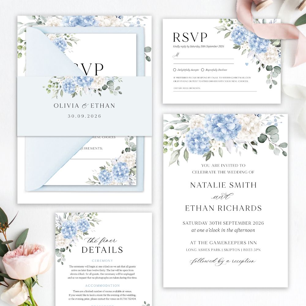 Ivory & Blue Hydrangeas