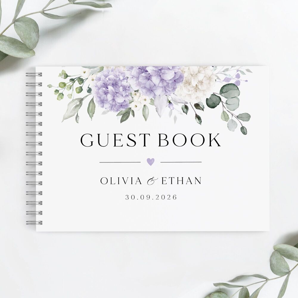 Ivory & Lilac Hydrangeas Guest Book