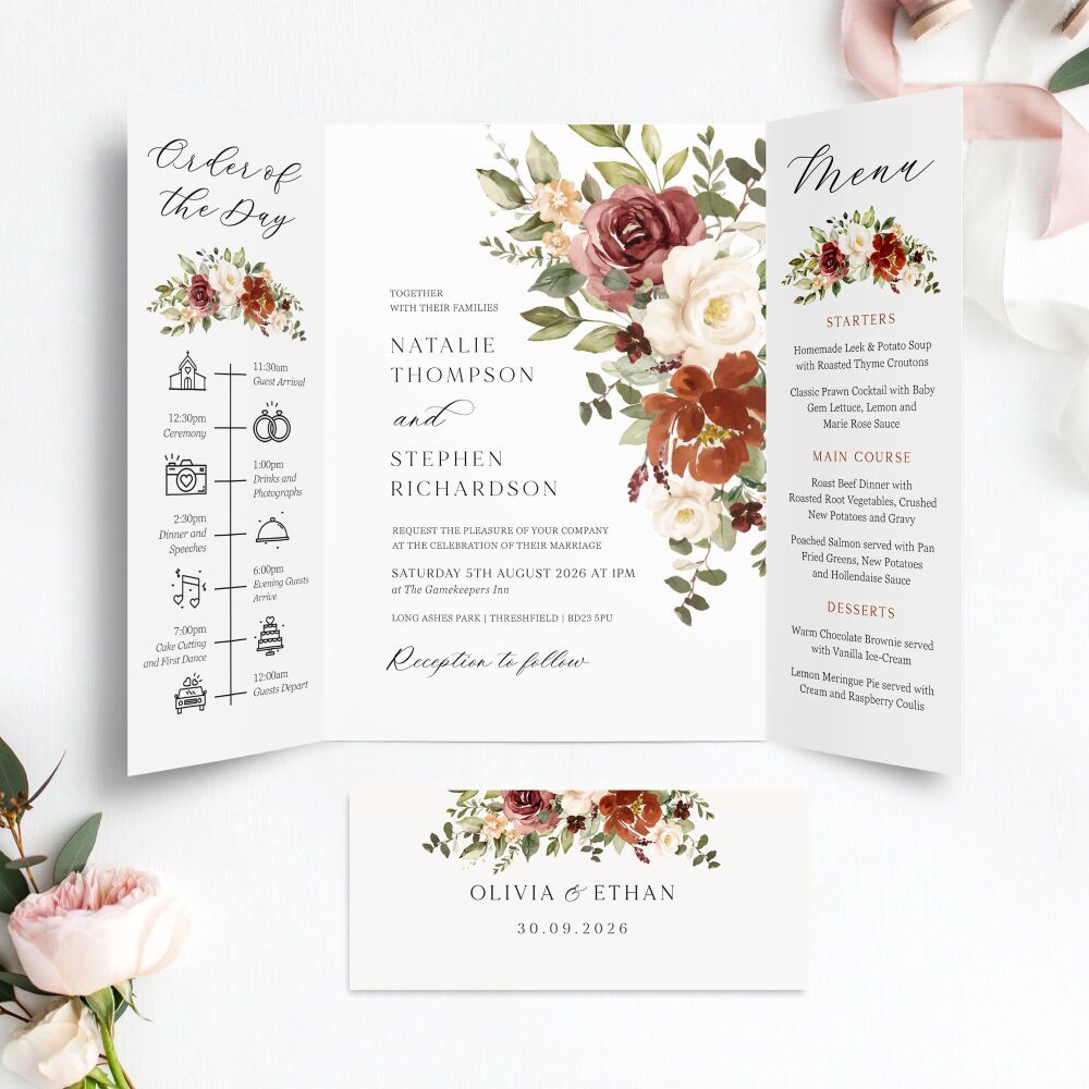 Rust & Burnt Orange Wedding Invitation Sample